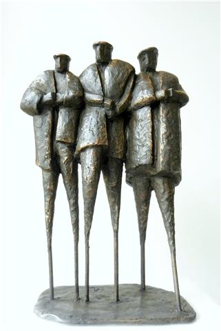 Frensch Schepherds on stilts, Resin with bronzecoating, h 38 cm, 2010